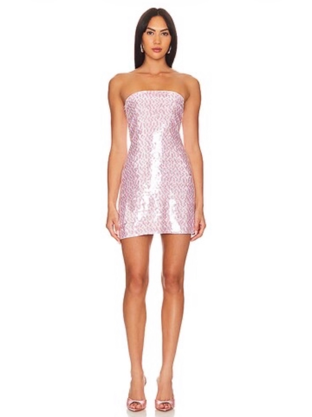 Susana Monaco Sequin Tube Mini Dress Ballet Slipper Pink Size L NWT